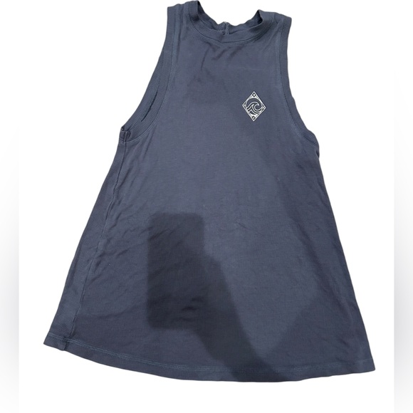 Roxy | Tops | Roxy High Neck Ribbed Tank Top Button Back Detail Logo ...